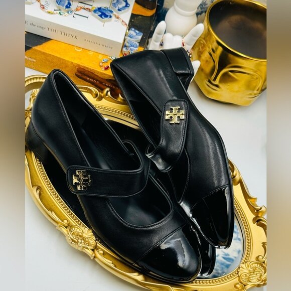 🆕 TORY BURCH 🧿 NWOB Cap-Toe Mary Jane Heeled Ballet Flat, Black, Sz US 7 - Picture 15 of 15